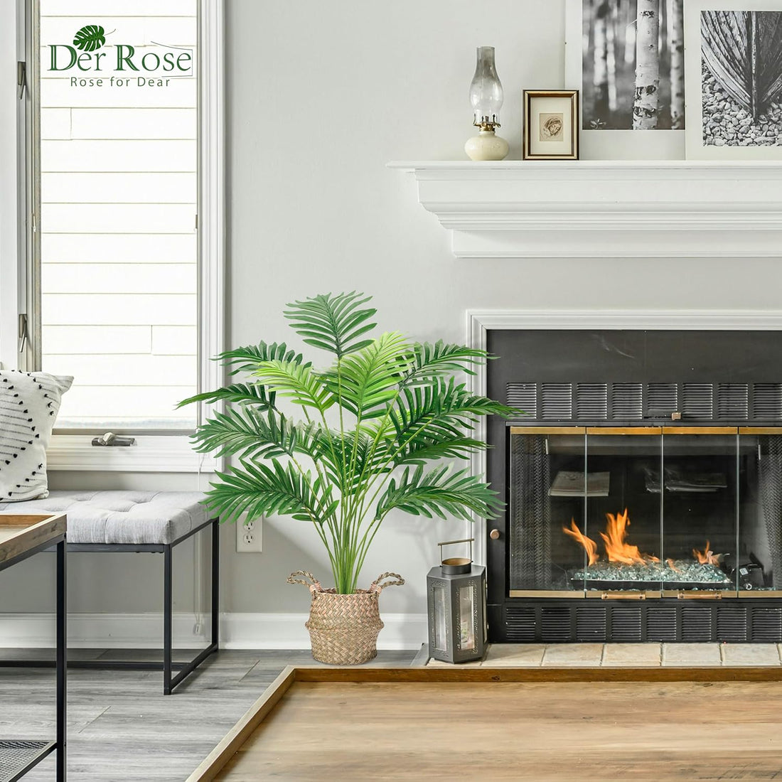 Blumencompany Der Rose Künstliche Palme 71 cm Groß für Wohnzimmer